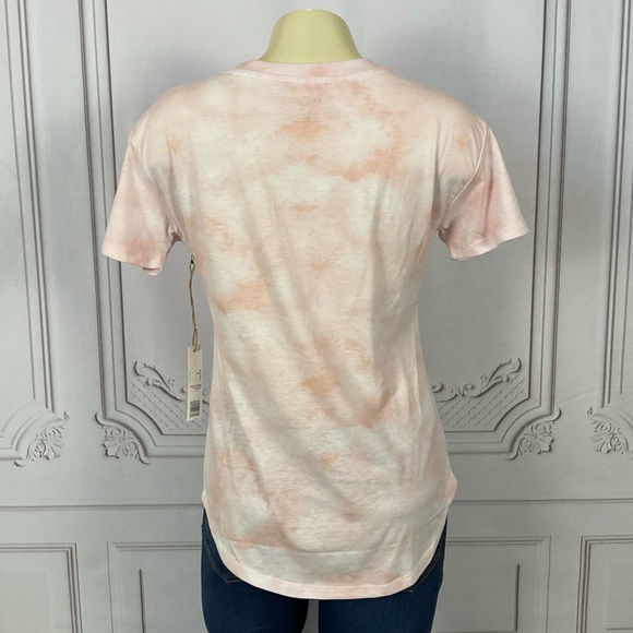 Rae Dunn Honeymoon Vibes Pink Tie Dye Tail Hem Short Sleeve Shirt XS New - Picture 5 of 5